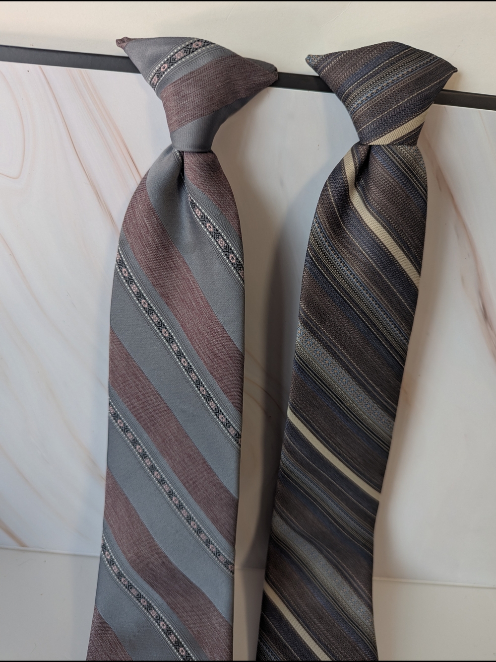 Kids Clip-On Striped Tie Set - Gray and Purple